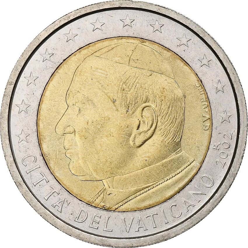 Moneda de 1 euro del Vaticano de 2002 de Juan Pablo II