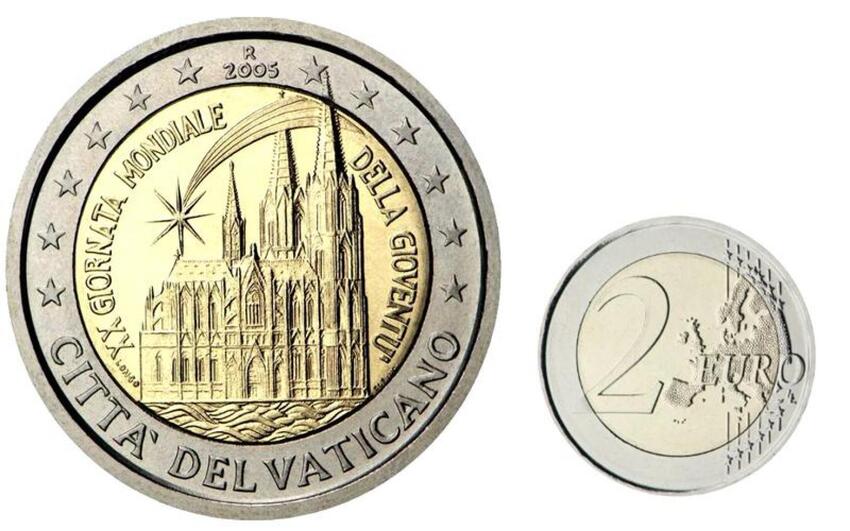 Moneda de 2 euros del Vaticano de 2005 de la Jornada Mundial de la Juventud