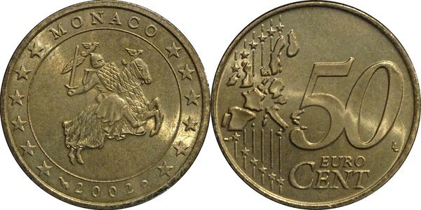 Moneda de 50 céntimos de Mónaco de 2004 del príncipe Rainiero III