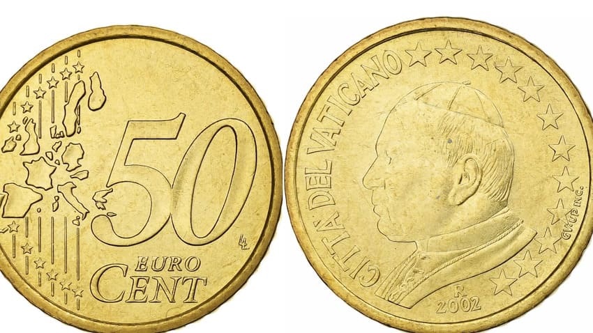 Moneda de 50 céntimos del Vaticano de 2002 de Juan Pablo II